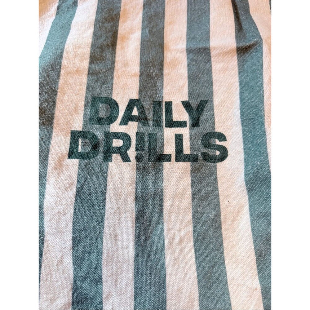 Daily Drills Green and Cream Striped Canvas Tote - Picture 3 of 5